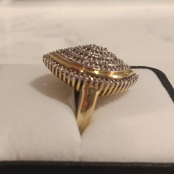 1/2 CTTW Diamond Marquise Gold over Silver Ring - Picture 4 of 7